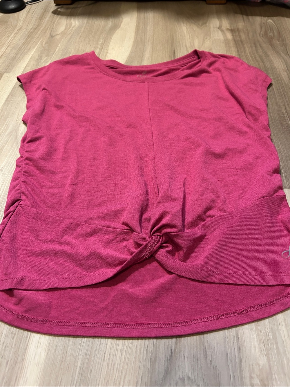 Freely Girls Pink Knot-Front Cap Sleeve Top - size youth large
